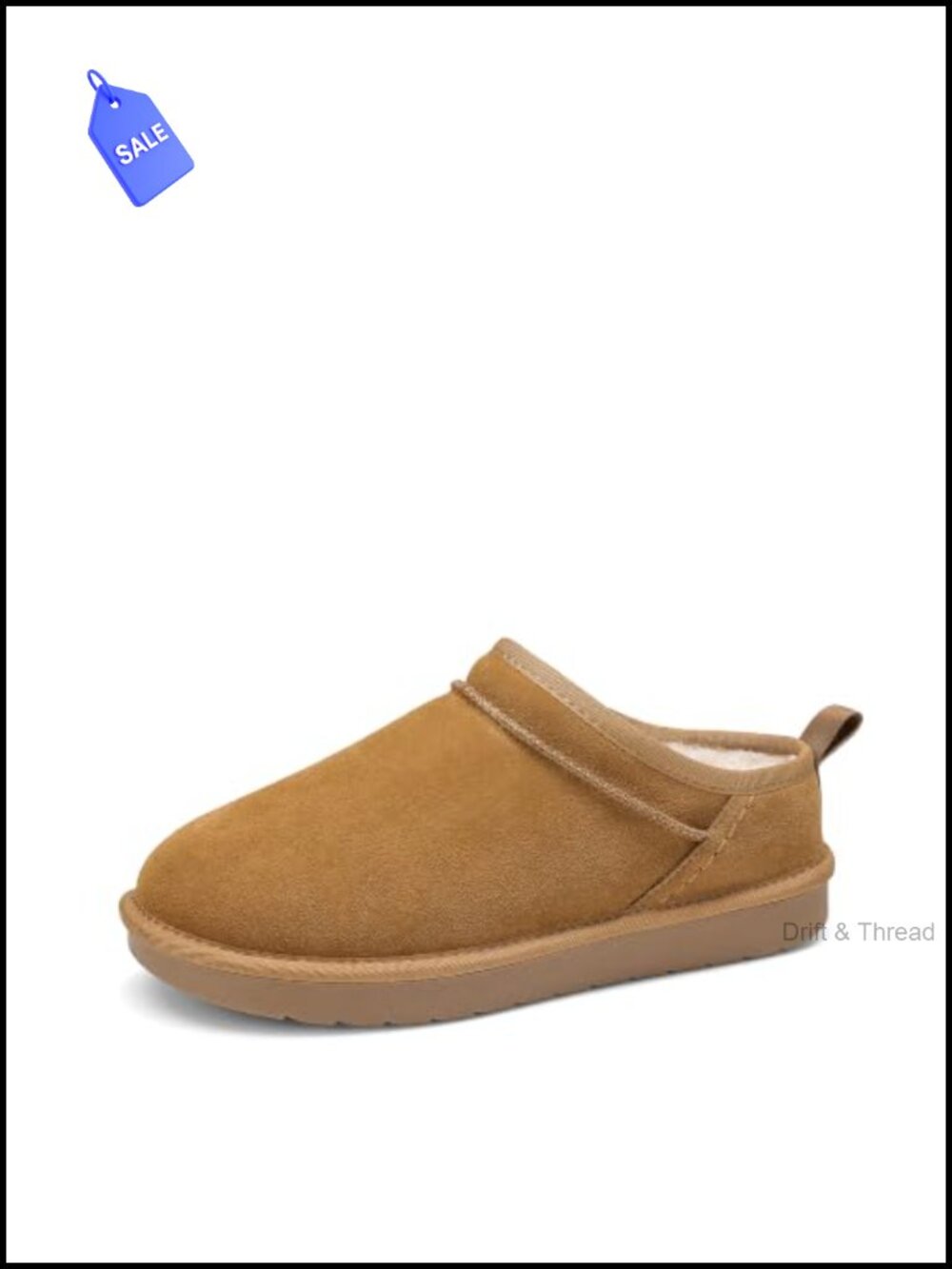 Genuine Suede Slip On Slippers Plush Faux Fur Lined Memory Foam Mules